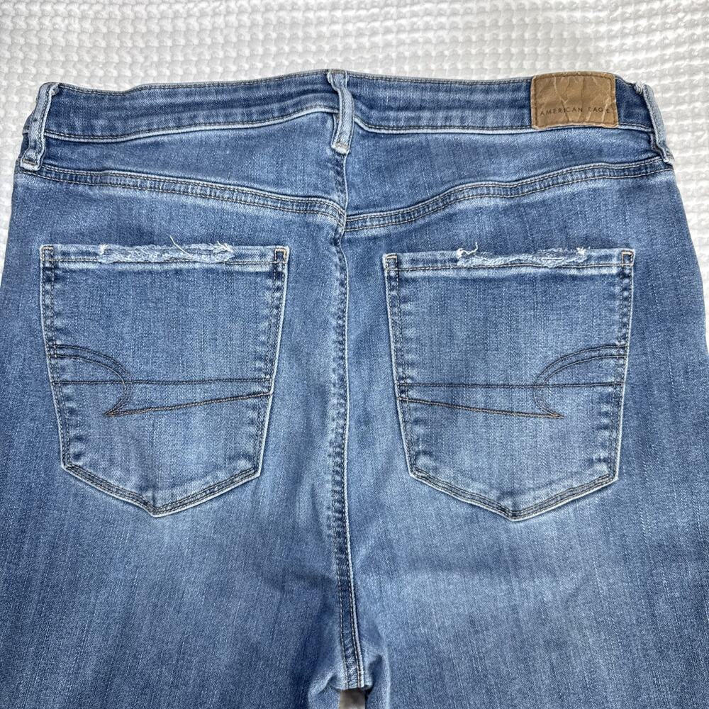 American Eagle Super High Rise Flare Jeans Womens Sz 12 Tall Medium Blue EUC - Picture 11 of 12